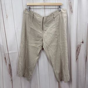 Tori Richard Women’s 16 Tan Linen Blend Cropped Pants